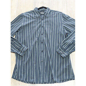 Claiborne Dress Shirt Mens Large Black Striped Long Sleeve Casual Button Down